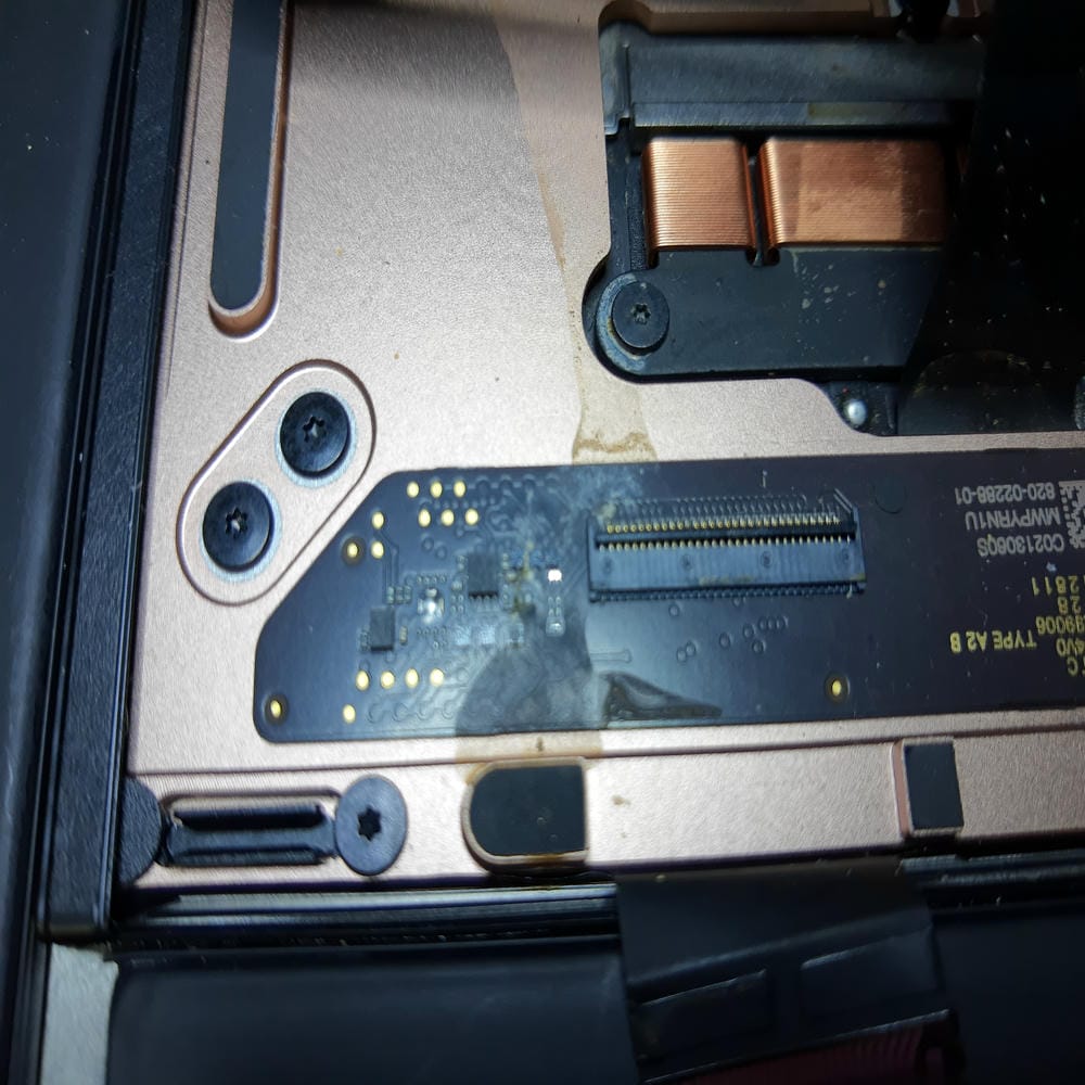 Placa del trackpad deteriorada por sulfato en MacBook Air A2337