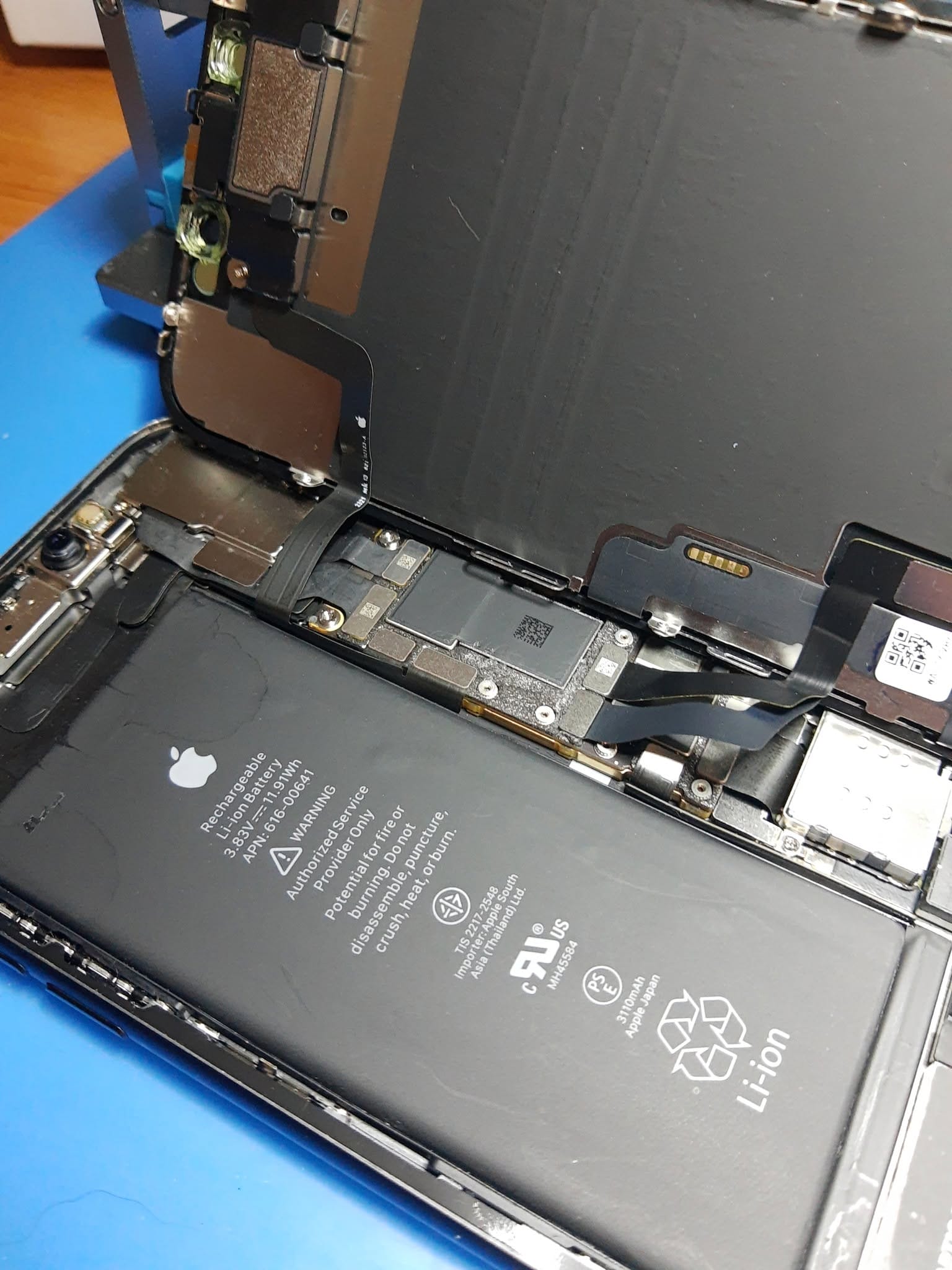 Interior del iPhone 11 antes de retirar la batería