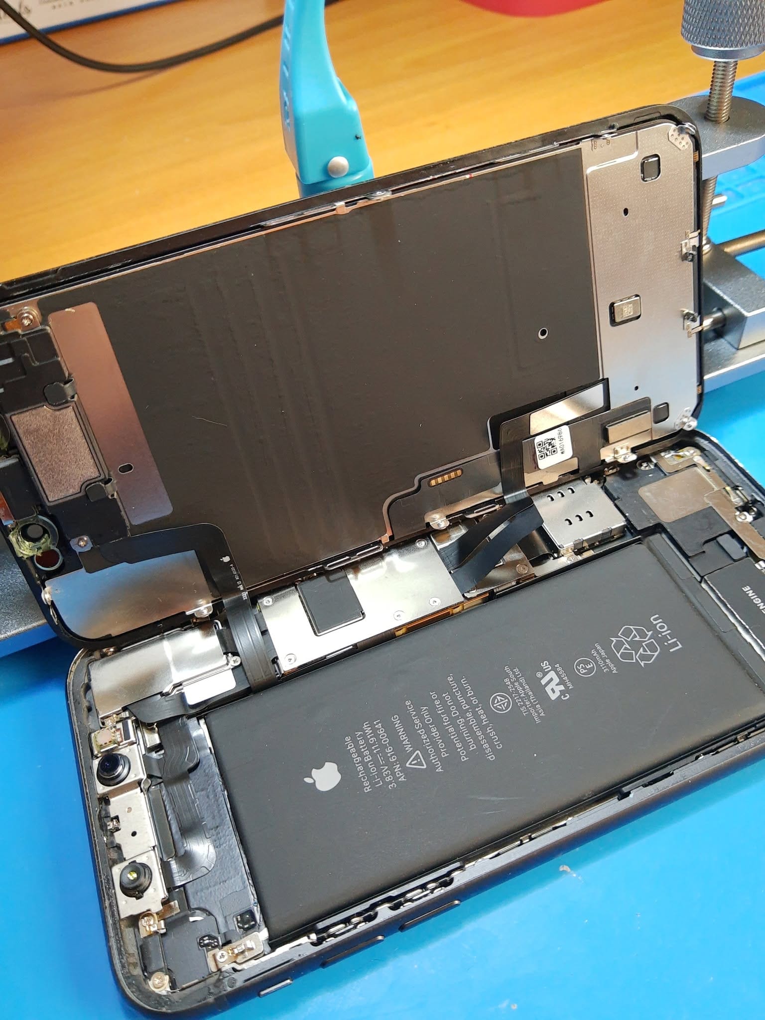 iPhone 11 durante el montaje después del cambio de batería